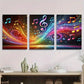3pcs Vibrant Abstract Sound Waves, Musical Metal Print Ready to Hang Art