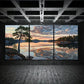 3pcs Scenic Lake Sunset Black Clouds Metal Print Ready to Hang Art