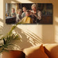 3pcs Warm Family Haircut Scene with Golden Hair Metal Print Ready to Hang Art