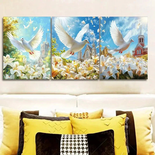 3pcs The dove of peace Wall Art Set Canvas Framed 40x60cm - High Quality Print 100% Australian Made Wall Canvas Ready to Hang