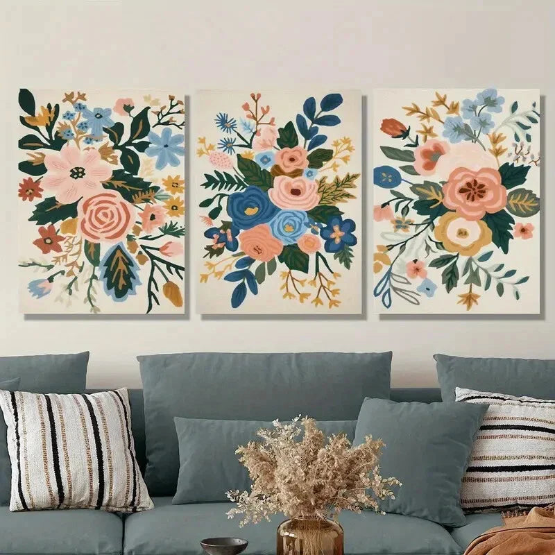 3pcsFlowers and plants, minimalism Metal Print Ready to Hang Art