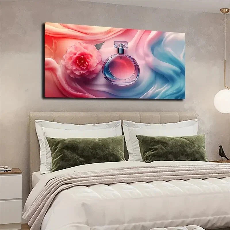 Blooming Peony & Perfume Bottle Wall Art Canvas Office Home Room Framed 120x60cm