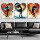 3pcs Colorful Abstract Dance Silhouettes Perfect Wall Art Set Canvas Framed 40x60cm - High Quality Print 100% Australian Made Wall Canvas Ready to Hang