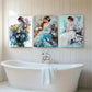 3pcs Elegant Women in Floral Gowns Perfect Wall Art Set Canvas Framed 40x60cm - High Quality Print 100% Australian Made Wall Canvas Ready to Hang