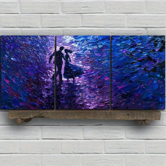 3pcs Romantic Couple Silhouette Metal Print Ready to Hang Art