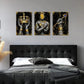 3pcs  Golden African American Men Metal Print Ready to Hang Art
