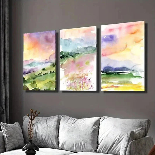 3pcs Artistic Nature Scene of Irish Meadow Wall Art Set Canvas Framed 40x60cm - High Quality Print 100% Australian Made Wall Canvas Ready to Hang