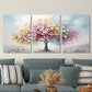 3pcs Oil Painting of Blooming Rainbow Tree Metal Print Ready to Hang Art