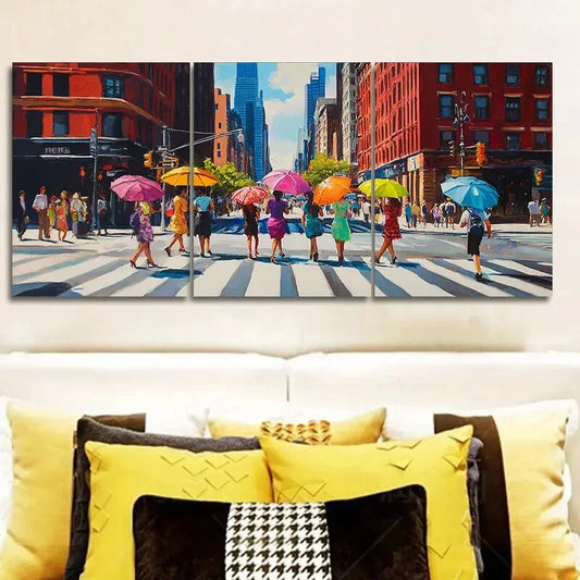 3pcs  The vibrant streets of New York City Wall Art Set Canvas Framed 40x60cm - High Quality Print 100% Australian Made Wall Canvas Ready to Hang