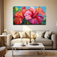 Vibrant Red Hibiscus Flowers Wall Art Canvas Office Home Room Framed 80x45cm