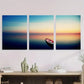 3pcs Vibrant Blue & Orange Sky, Tranquil Water Metal Print Ready to Hang Art