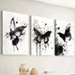 3pcs Elegant Butterfly Abstract Black & White   Wall Art Set Canvas Framed 40x60cm - High Quality Print 100% Australian Made Wall Canvas Ready to Hang