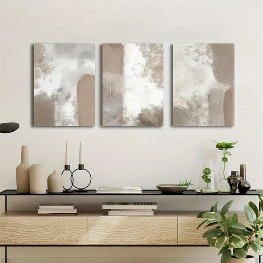 3pcs Bohemian And Natural Beige Metal Print Ready to Hang Art