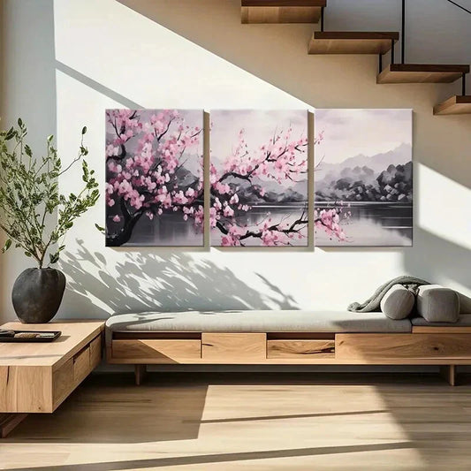 3pcs Tranquil Lake & Mountain Landscape Metal Print Ready to Hang Art