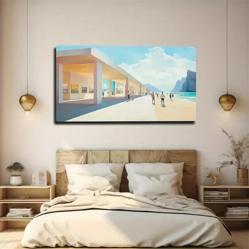 Modern Beach-Themed Décor Wall Art Canvas Office Home Room Framed 120x60cm