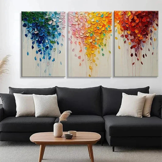 3pcs Vibrant Flower Petals Abstract Perfect Wall Art Set Canvas Framed 40x60cm - High Quality Print 100% Australian Made Wall Canvas Ready to Hang