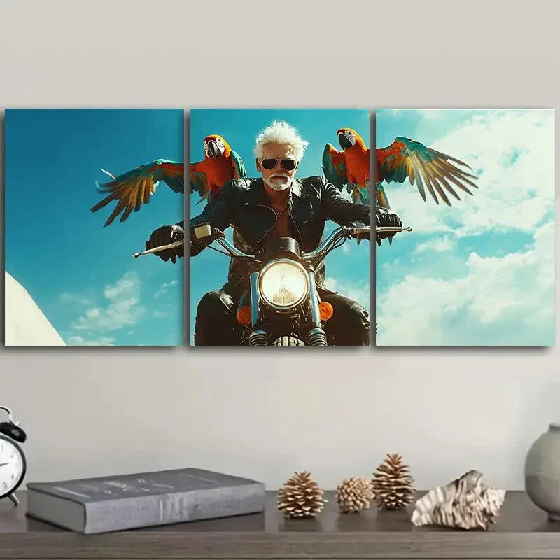 3pcs Free old for Man Art Painting Metal Print Ready to Hang Art