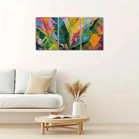 3pcs Colorful Tropical Botanical Jungle Prints Metal Print Ready to Hang Art