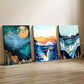 3pcs Abstract Modern River Vista With Trees Wall Art Set Canvas Framed 40x60cm - High Quality Print 100% Australian Made Wall Canvas Ready to Hang