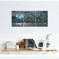 3pcs Turquoise Magnolia & Full Moon Metal Print Ready to Hang Art