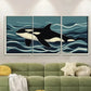 3pcs Nautical Ocean Orca Killer Whale Poster Metal Print Ready to Hang Art