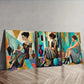 3pcs  R etro fashion girl, Wall Art Set Canvas Framed 40x60cm - High Quality Print 100% Australian Made Wall Canvas Ready to Hang