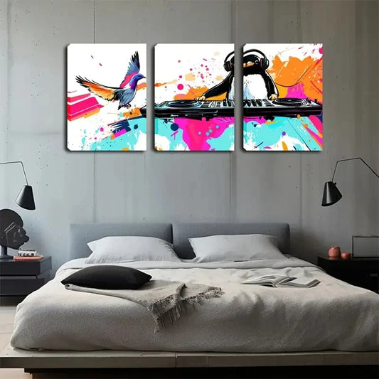 3pcs Animal music writer Children's fun style Wall Art Set Canvas Framed 40x60cm - High Quality Print 100% Australian Made Wall Canvas Ready to Hang