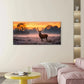 Elk Sunset with Autumn Hues Wall Art Canvas Office Home Room Framed 80x45cm
