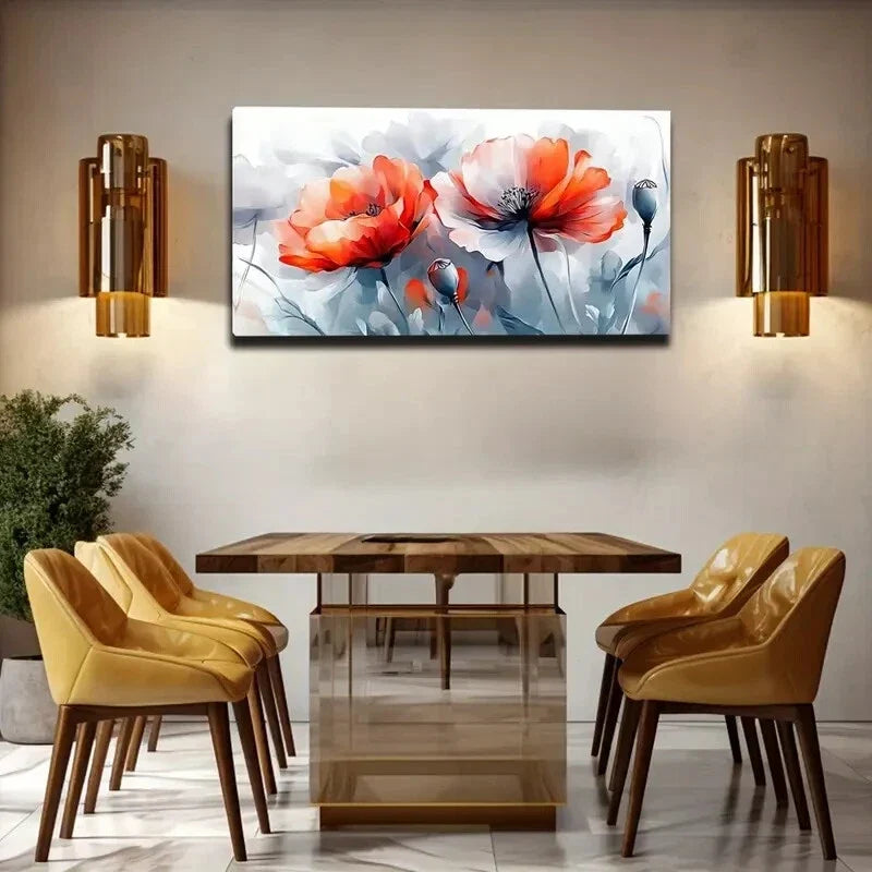 Orange and Red Gradient Petals Wall Art Canvas Office Home Room Framed 120x60cm