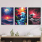 3pcs Colorful Abstract Ocean Scenes Metal Print Ready to Hang Art