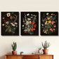 3pcs Vintage flowers, Moody Gothic Natural Wall Art Set Canvas Framed 40x60cm - High Quality Print 100% Australian Made Wall Canvas Ready to Hang