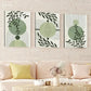 3pcs Abstract Mid Century Boho Geometric Leaves Wall Art Set Canvas Framed 40x60cm - High Quality Print 100% Australian Made Wall Canvas Ready to Hang