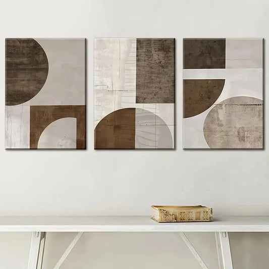 3pcs Bohemian Style Abstract Graphic Metal Print Ready to Hang Art