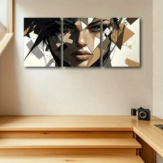 3pcs Modern Abstract Broken Woman Design Metal Print Ready to Hang Art