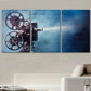 3pcs Vintage Film Projector & Smoke Metal Print Ready to Hang Art