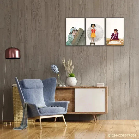 3pcs Women's Science Book Poster, Metal Print Ready to Hang Art