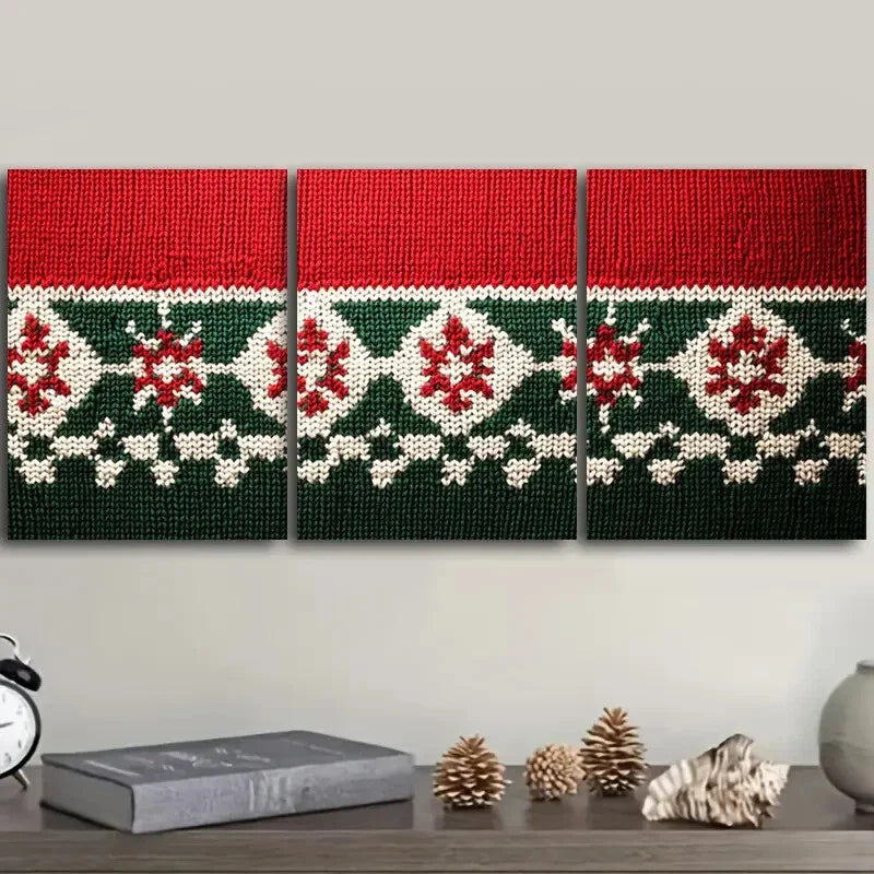 3pcs Christmas sweater pattern Wall Art Set Canvas Framed 40x60cm - High Quality Print 100% Australian Made Wall Canvas Ready to Hang