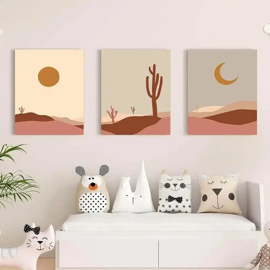 3pcs Art Abstract in Earthy Colors Metal Print Ready to Hang Art
