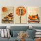 3pcs   Golden Piano, Microphone & Vinyl   Art Metal Print Ready to Hang Art