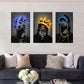 3pcs Vibrant Neon Skulls & Crown Designs Metal Print Ready to Hang Art