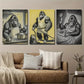 3pcs Vintage Gorilla Housework Scenes Retro Comic Metal Print Ready to Hang Art