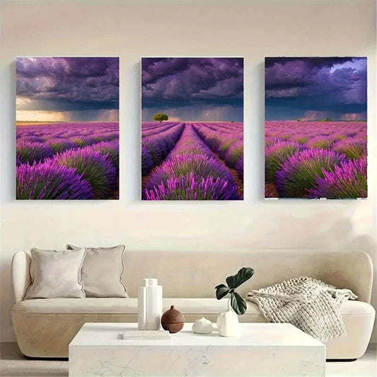 3pcs A Lonely Tree Stands Among Majestic White Metal Print Ready to Hang Art