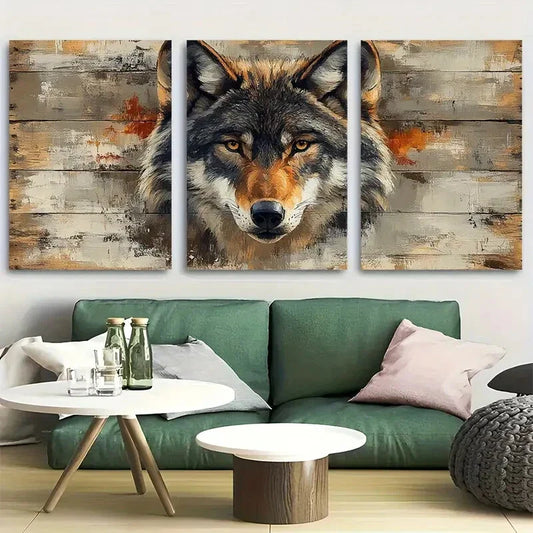 3pcs Eye Catching Wolf for Masculine Metal Print Ready to Hang Art