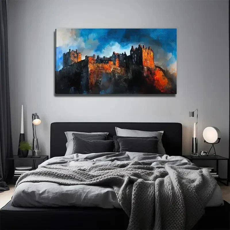 Evening Castle Perfect Wall Art Canvas Office Home Room Framed 120x60cm