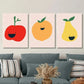 3pcs Simple Fruit Prints, Apples, Lemons, Pears, Metal Print Ready to Hang Art