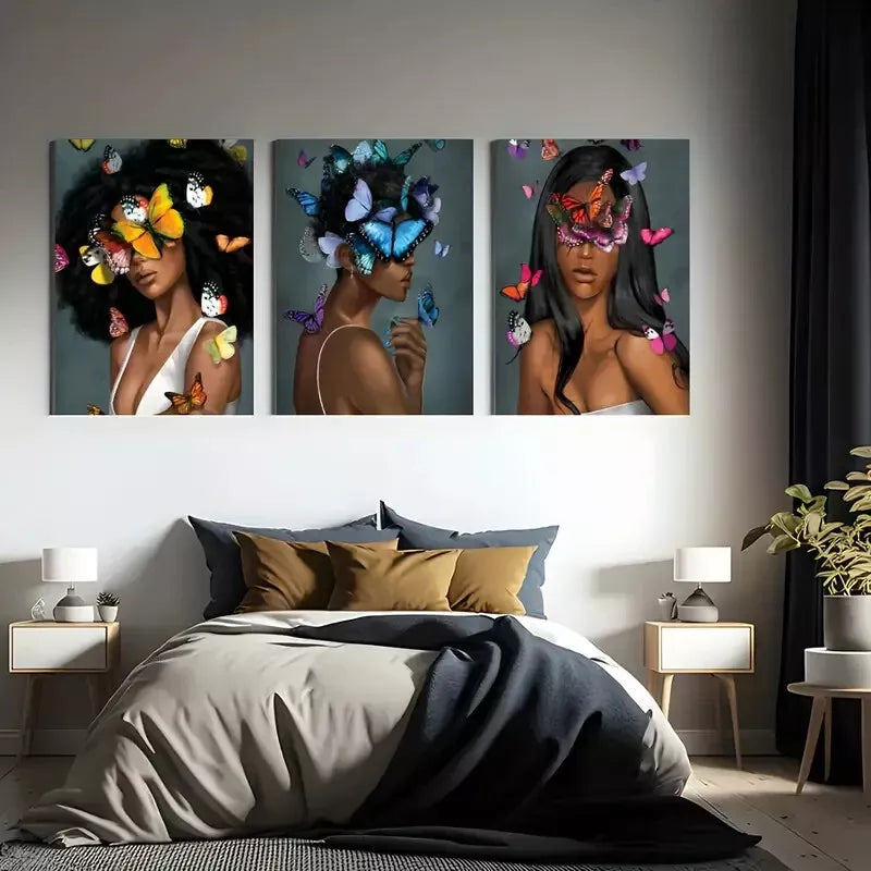 3pcs Butterfly Elegance Modern Canvas Framed 40x60cm - High Quality Print 100% Australian Made Wall Canvas Ready to Hang
