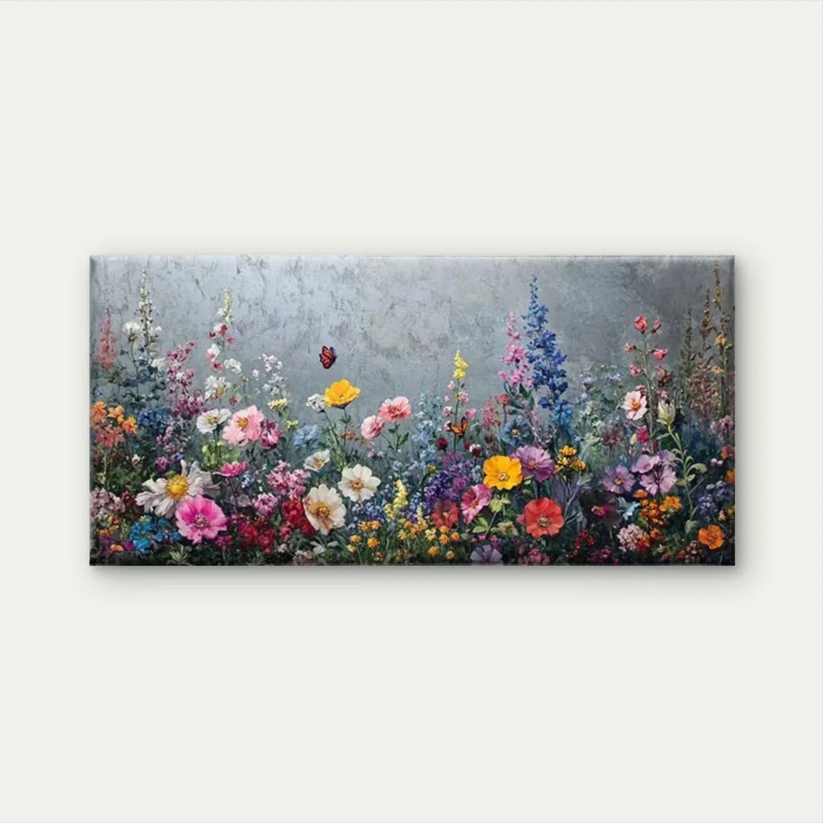 Wildflowers with Butterflies Wall Art Canvas Office Home Room Framed 120x60cm