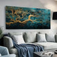 Green and Golden Abstract wall canvas office home room framed 120x60cm