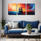 3pcs A Sailboat Sailing On The Sea,  Wall Art Set Canvas Framed 40x60cm - High Quality Print 100% Australian Made Wall Canvas Ready to Hang