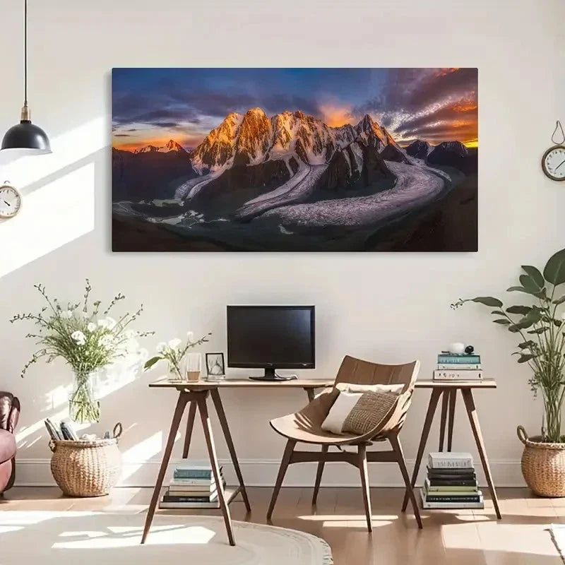Vibrant Sunset Hues Modern Wall Art Canvas Office Home Room Framed 120x60cm